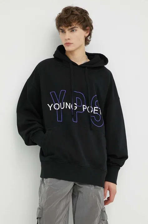 Young Poets Society bluza bawełniana Keno męska kolor czarny z kapturem z nadrukiem
