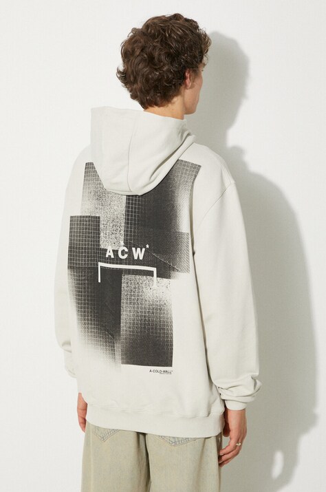 Βαμβακερή μπλούζα A-COLD-WALL* Brutalist Hoodie χρώμα: γκρι, με κουκούλα