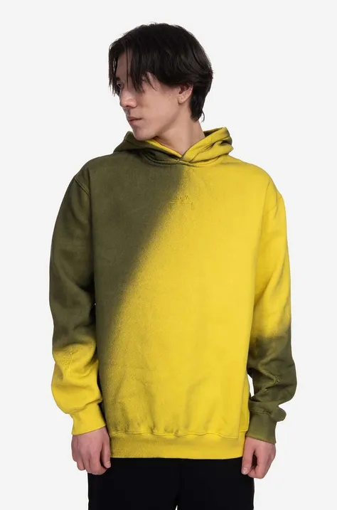 Bombažen pulover A-COLD-WALL* Gradient Hoodie moški, rumena barva, s kapuco