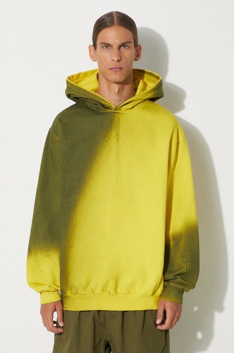 Βαμβακερή μπλούζα A-COLD-WALL* Gradient Hoodie χρώμα: κίτρινο, με κουκούλα