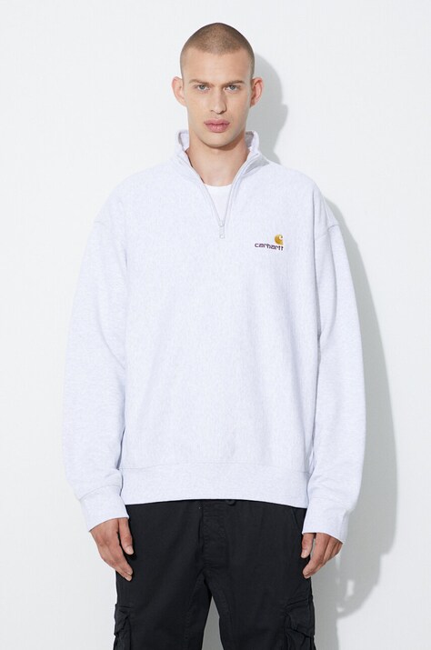 Mikina Carhartt WIP pánská, šedá barva, s aplikací, I027014-NATURAL