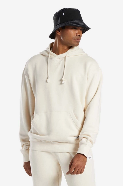 Reebok Classic pamut melegítőfelső Nd FT Hoodie bézs, férfi, sima, kapucnis