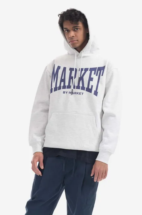 Market hanorac de bumbac Persistent Logo Hoodie bărbați, culoarea gri, cu glugă, cu imprimeu 397000470.0016-grey