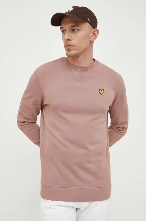 Lyle & Scott bluza bawełniana męska kolor różowy gładka