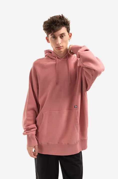 Бавовняна кофта Edwin Mood Hoodie Sweat чоловіча колір рожевий з капюшоном однотонна I030316.0WT67-Pink