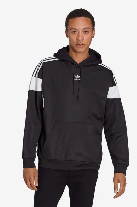 Кофта adidas Originals Adicolor Classics Cut Line Hoodie мужская цвет чёрный с капюшоном узор HS2065-black