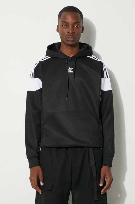 Dukserica adidas Originals Adicolor Classics Cut Line Hoodie za muškarce, boja: crna, s kapuljačom, s uzorkom, HS2065-black
