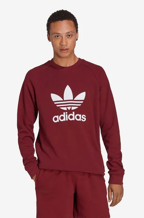 Bombažen pulover adidas Originals Adicolor Classics Trefoil Crewneck Sweatshirt moški, rdeča barva