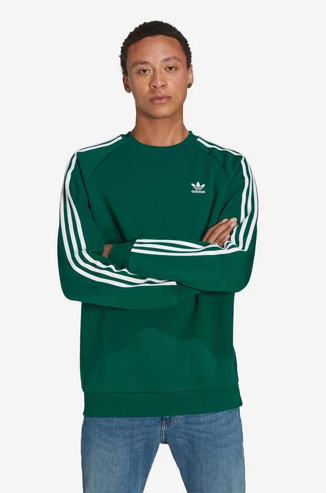 Dukserica adidas Originals Adicolor Classics 3-Stripes Crew Sweatshirt za muškarce, boja: zelena, s uzorkom, IA4863-DRKGRN