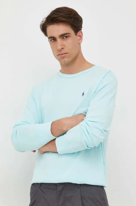 Polo Ralph Lauren bluza bawełniana męska kolor niebieski gładka
