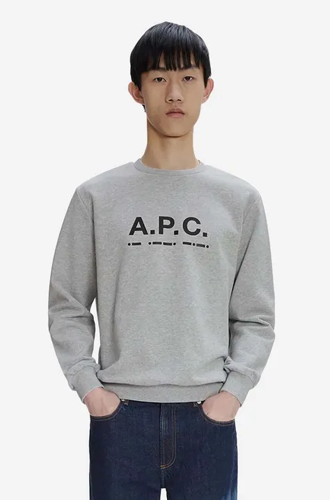 A.P.C. cotton sweatshirt Franco men's gray color