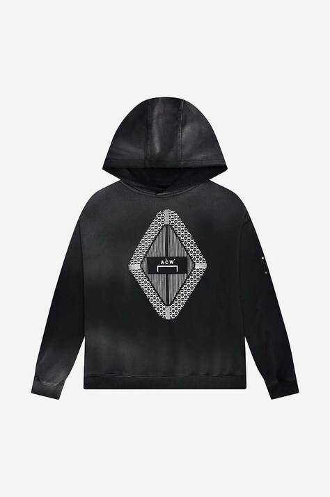 Бавовняна кофта A-COLD-WALL* Gradient Hoodie чоловіча колір чорний з капюшоном візерунок ACWMW126-BLACK