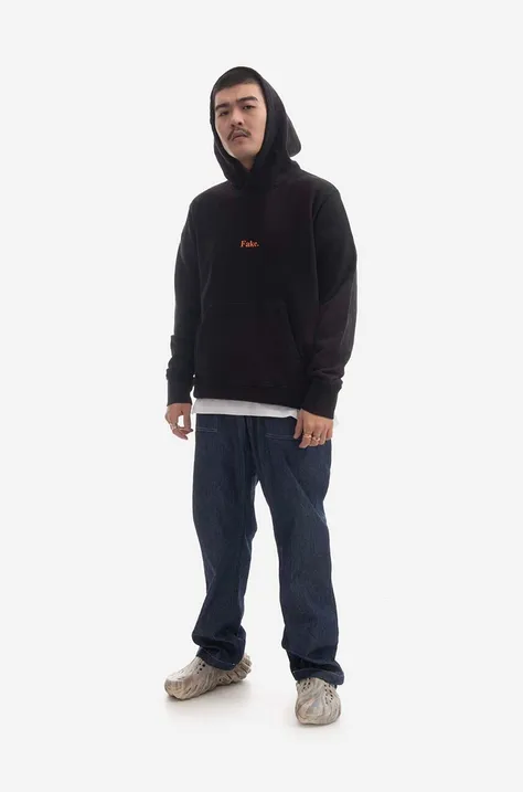 Bombažen pulover KSUBI moška, črna barva, s kapuco