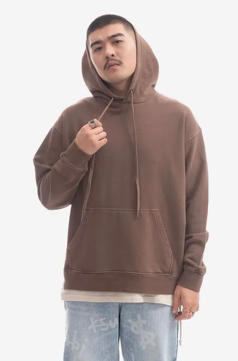 Bombažen pulover KSUBI moška, rjava barva, s kapuco