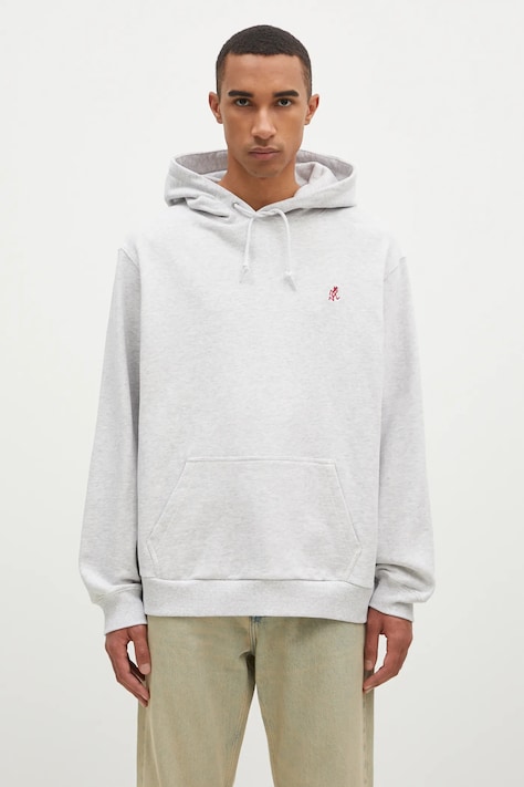 Gramicci cotton sweatshirt One Point Hooded Sweatshirt men's gray color hooded smooth