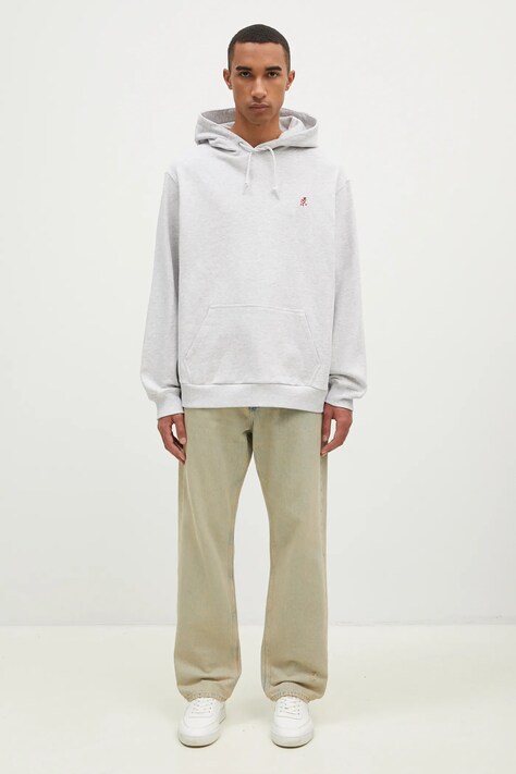 Бавовняна кофта Gramicci One Point Hooded Sweatshirt — SS23-BLM1NU, сірий — фото 5