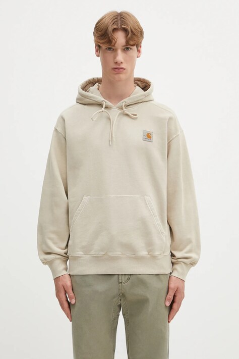 Bavlněná mikina Carhartt WIP Hooded Nelson Sweat pánská, béžová barva, s kapucí, hladká, I029963.2LPGD