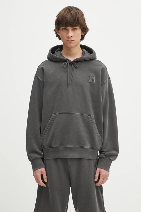 Carhartt WIP cotton sweatshirt Hooded Nelson Sweat gray color hooded smooth I029963.87GD