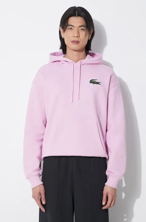 Lacoste cotton sweatshirt men's pink color