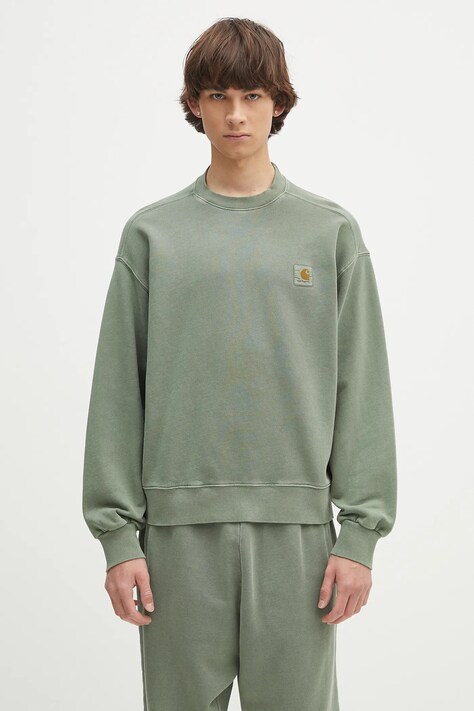 Хлопковая кофта Carhartt WIP Nelson Sweat цвет зелёный однотонная I029957.1YFGD
