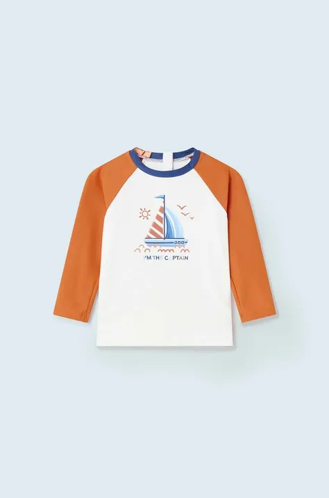 Majica dugih rukava za bebe Mayoral boja: narančasta, s tiskom