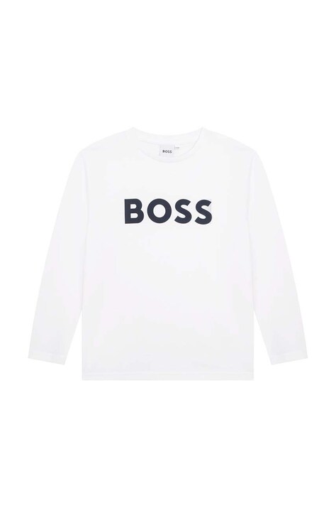 Дитяча бавовняна футболка BOSS колір білий з принтом