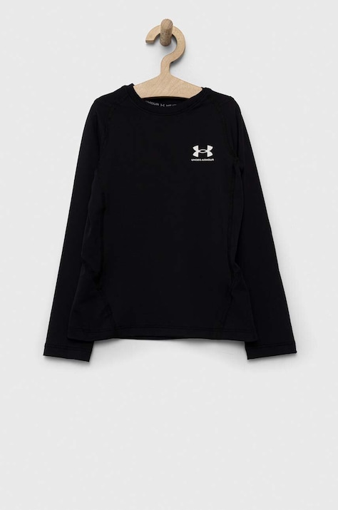Under Armour longsleeve dziecięcy kolor czarny gładki