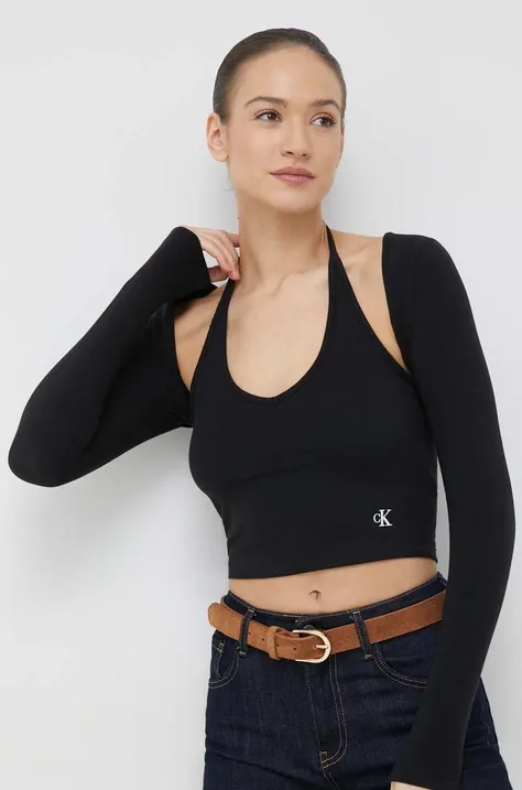 Top Calvin Klein Jeans ženski, črna barva