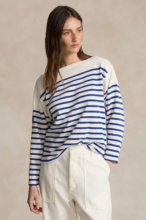 Хлопковый лонгслив Polo Ralph Lauren цвет белый