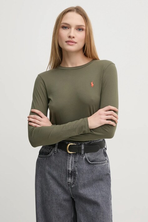 Polo Ralph Lauren longsleeve din bumbac culoarea alb, 211898699