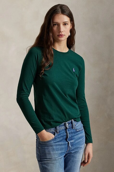 Bavlněné tričko s dlouhým rukávem Polo Ralph Lauren bílá barva, 211898699