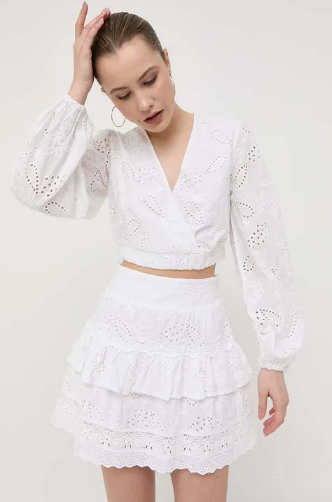 Бавовняна блузка Guess жіноча колір білий однотонна