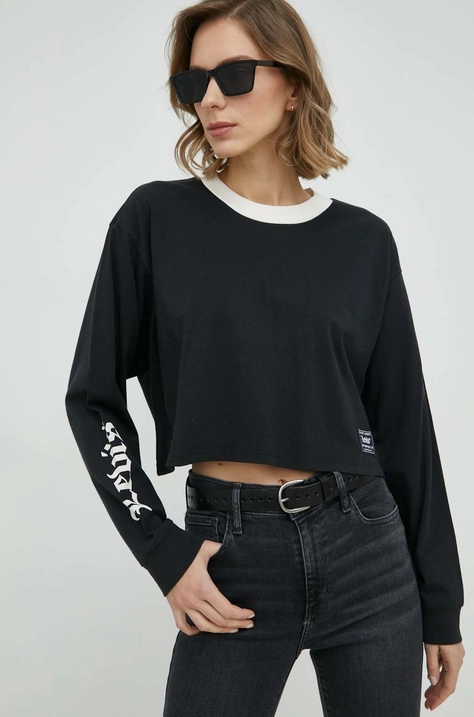 Levi's longsleeve din bumbac culoarea negru