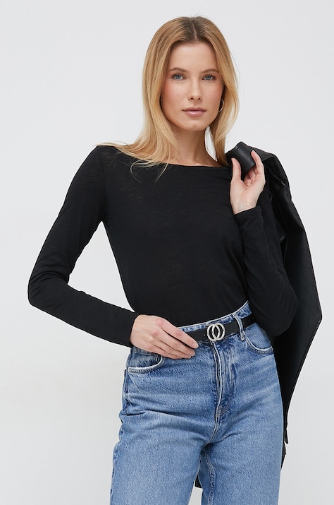 Sisley longsleeve femei, culoarea negru