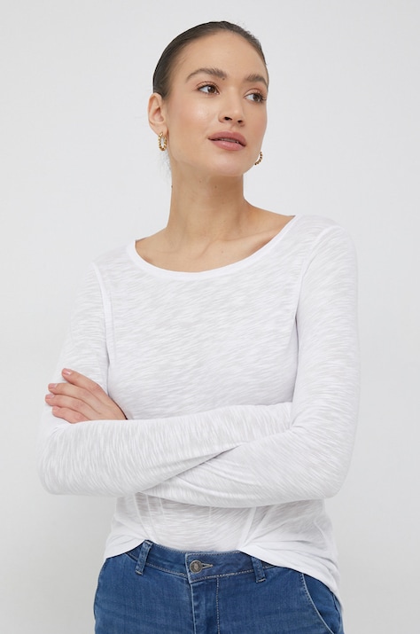 Sisley longsleeve femei, culoarea alb