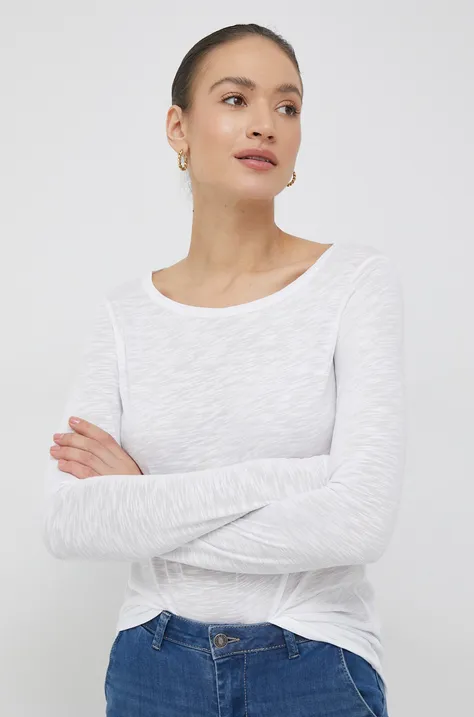 Majica dugih rukava Sisley za žene, boja: bijela
