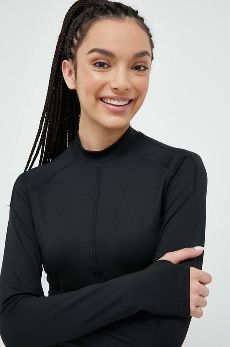 Блуза с дълги ръкави за йога adidas by Stella McCartney TruePurpose в черно с ниско поло