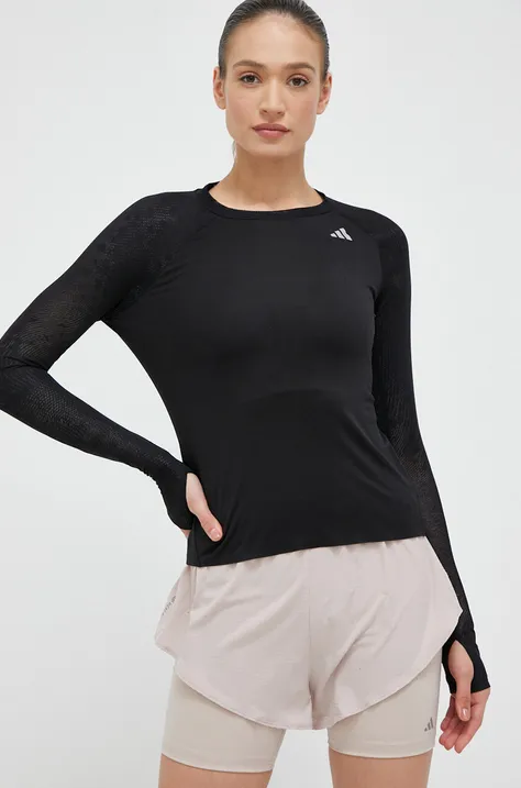 Μακρυμάνικο μπλουζάκι για τρέξιμο adidas Performance Adizero χρώμα: μαύρο