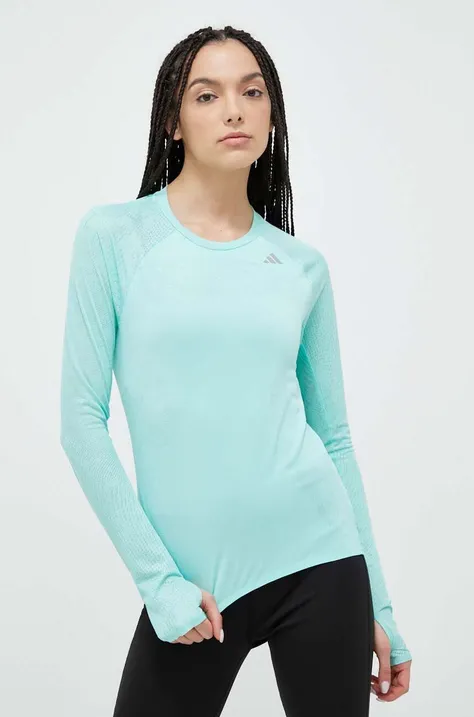 Μακρυμάνικο μπλουζάκι για τρέξιμο adidas Performance Adizero χρώμα: πράσινο