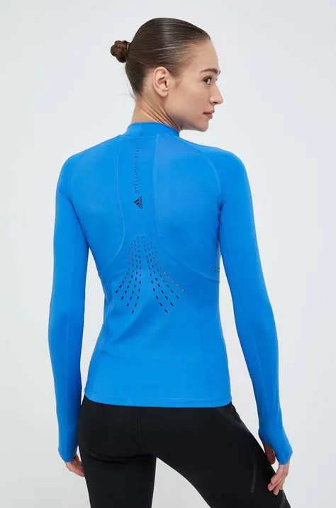 Блуза с дълги ръкави за трениране adidas by Stella McCartney в синьо с ниско поло