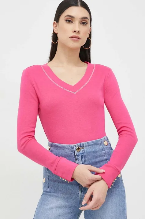 Tričko s dlhým rukávom Morgan dámsky, ružová farba