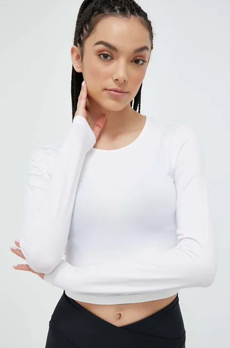 Tričko s dlhým rukávom na jogu Casall biela farba