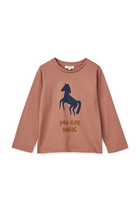 Liewood longsleeve din bumbac pentru copii culoarea roz, neted