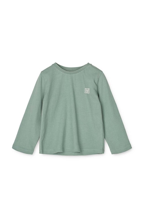 Liewood longsleeve copii culoarea turcoaz, neted