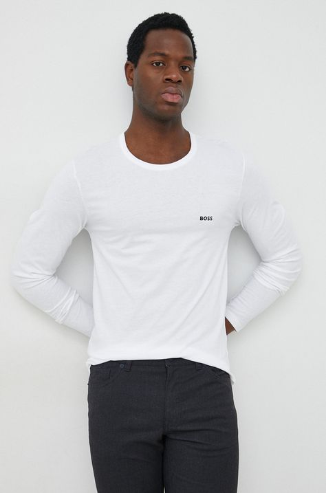 Bavlněné tričko s dlouhým rukávem BOSS 3-pack