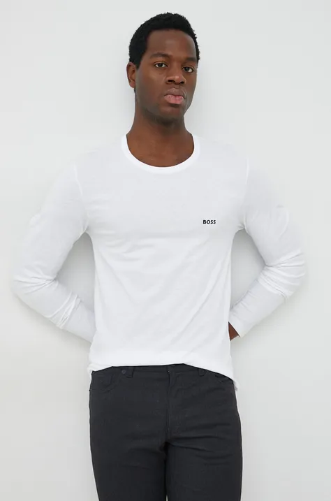 Памучна блуза с дълги ръкави BOSS (3 броя) с изчистен дизайн