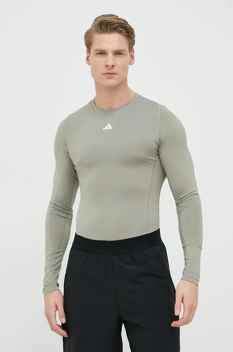 adidas Performance longsleeve de antrenament culoarea verde, uni IC2157