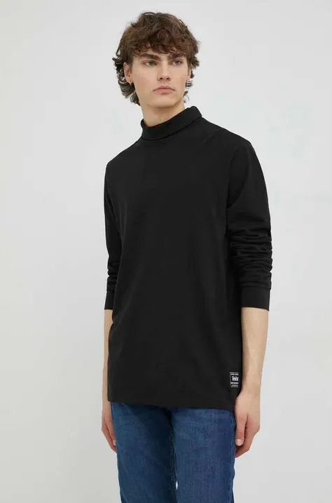 Pamučna majica dugih rukava Levi's boja: crna, jednobojni model