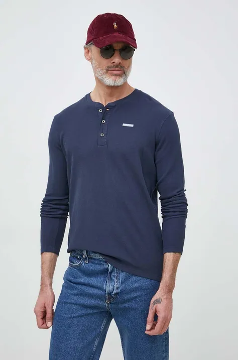 Bavlněné tričko s dlouhým rukávem Pepe Jeans Remus tmavomodrá barva
