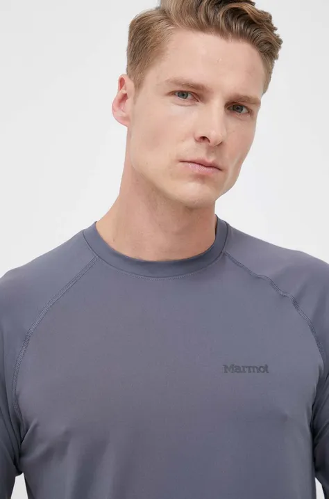 Športové tričko s dlhým rukávom Marmot Windridge šedá farba, jednofarebný